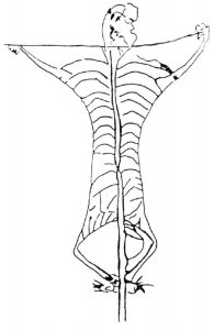 Graffito uit Puteoli met afbeelding van een gekruisigde vrouw, Alkimilla