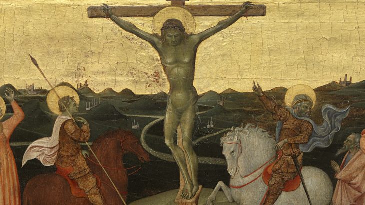 schilderij 'De kruisiging' door Giovanni di Paolo di Grazia (ca. 1447)