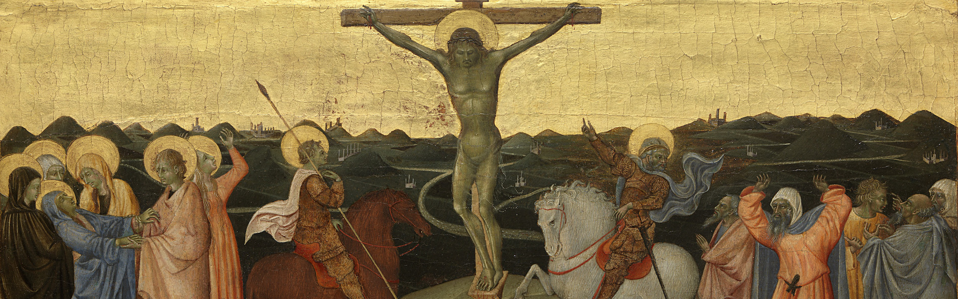 schilderij 'De kruisiging' door Giovanni di Paolo di Grazia (ca. 1447)