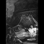 Het schilderij 'Alessandro Magno nella sua tenda legge le opere di Omero' van Ferri Ciro (17de eeuw) bewaard in de Galleria degli Uffizi in Firenze